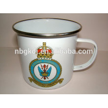 taza de encargo del esmalte de encargo del color blanco del logotipo de China proveedor